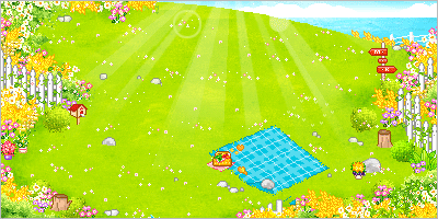 a sunny field for a picnic!